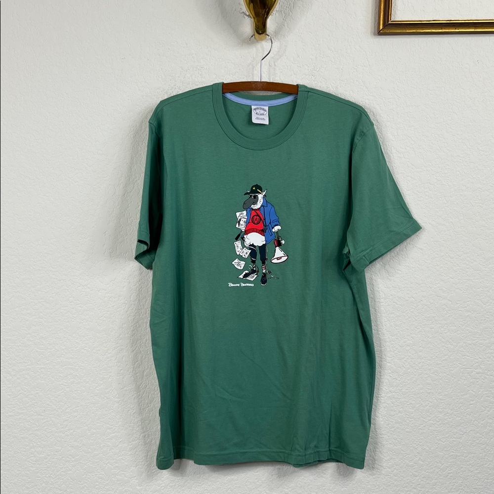 Brooks Brothers Henry Coach Logo Printed T Shirt Green Graphic Tee